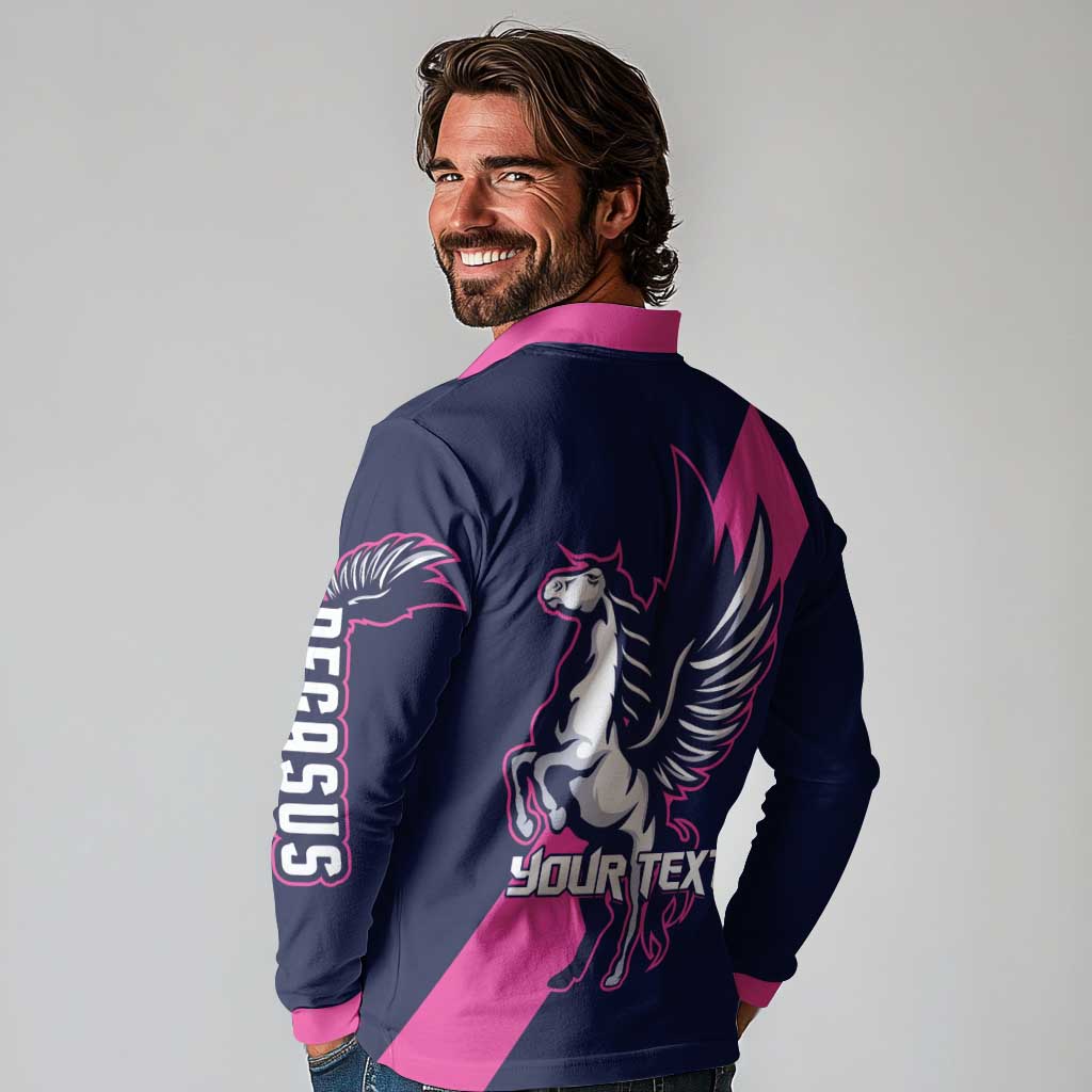 Personalized Pegasus Horse Racing 2025 Long Sleeve Polo Shirt Where Champions Rise - Wonder Print Shop