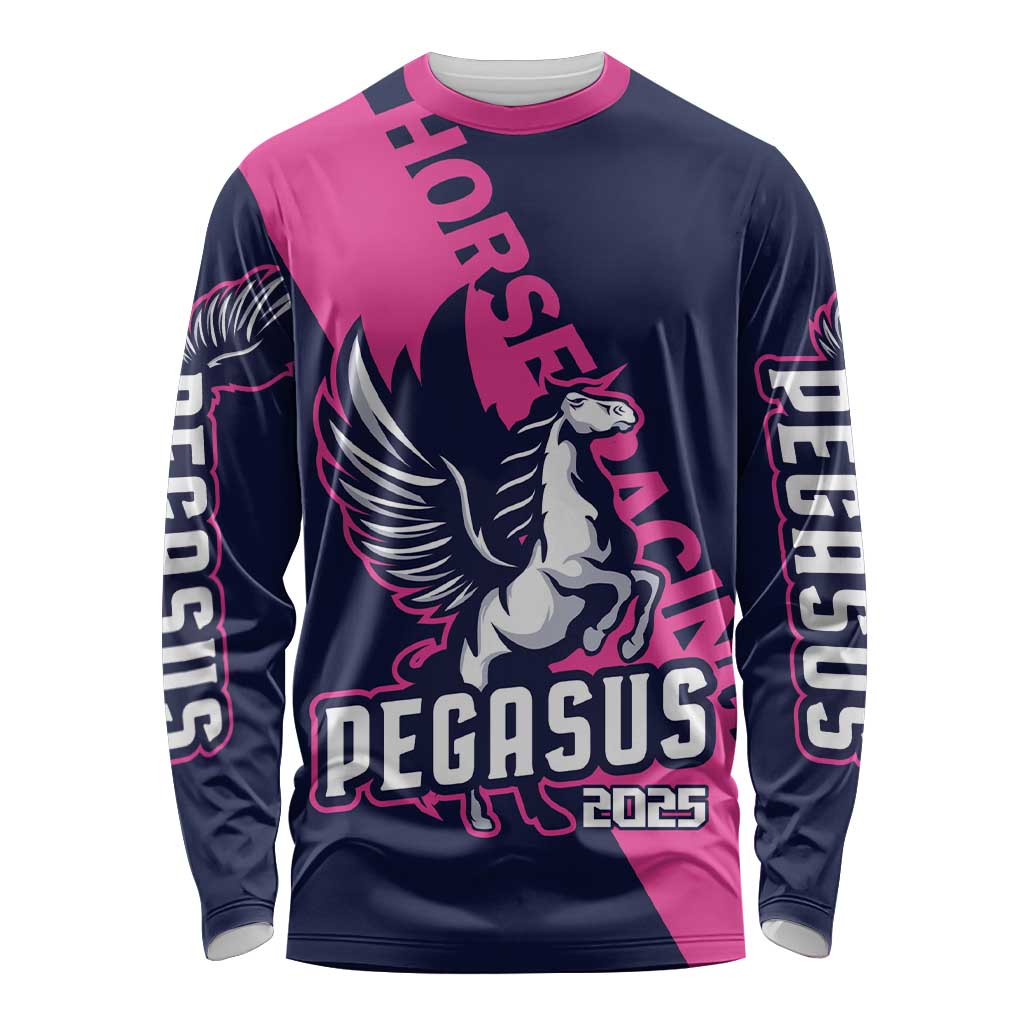 Personalized Pegasus Horse Racing 2025 Long Sleeve Shirt Where Champions Rise - Wonder Print Shop