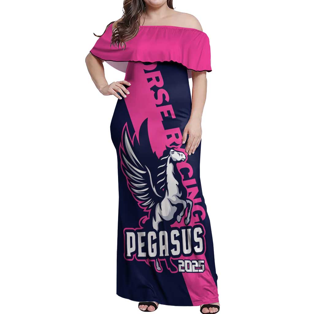 Personalized Pegasus Horse Racing 2025 Off Shoulder Maxi Dress Where Champions Rise - Wonder Print Shop