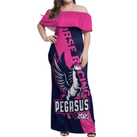 Personalized Pegasus Horse Racing 2025 Off Shoulder Maxi Dress Where Champions Rise - Wonder Print Shop