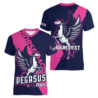 Personalized Pegasus Horse Racing 2025 Women V-Neck T-Shirt Where Champions Rise - Wonder Print Shop