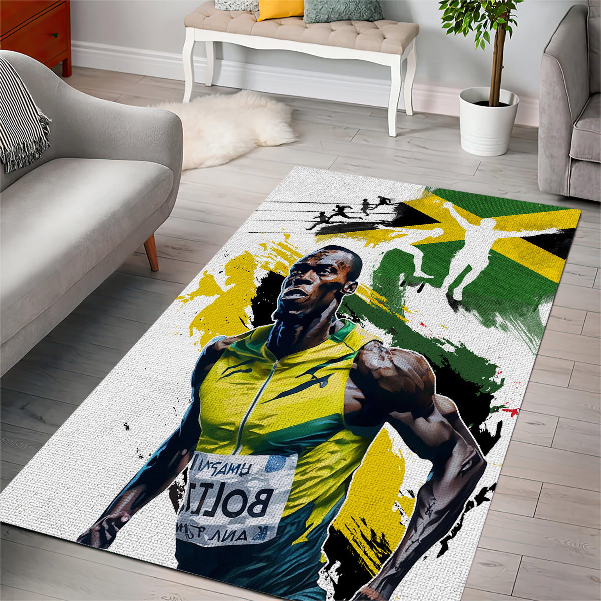 Jamaica Area Rug Proud to be Lightning Bolt - Wonder Print Shop