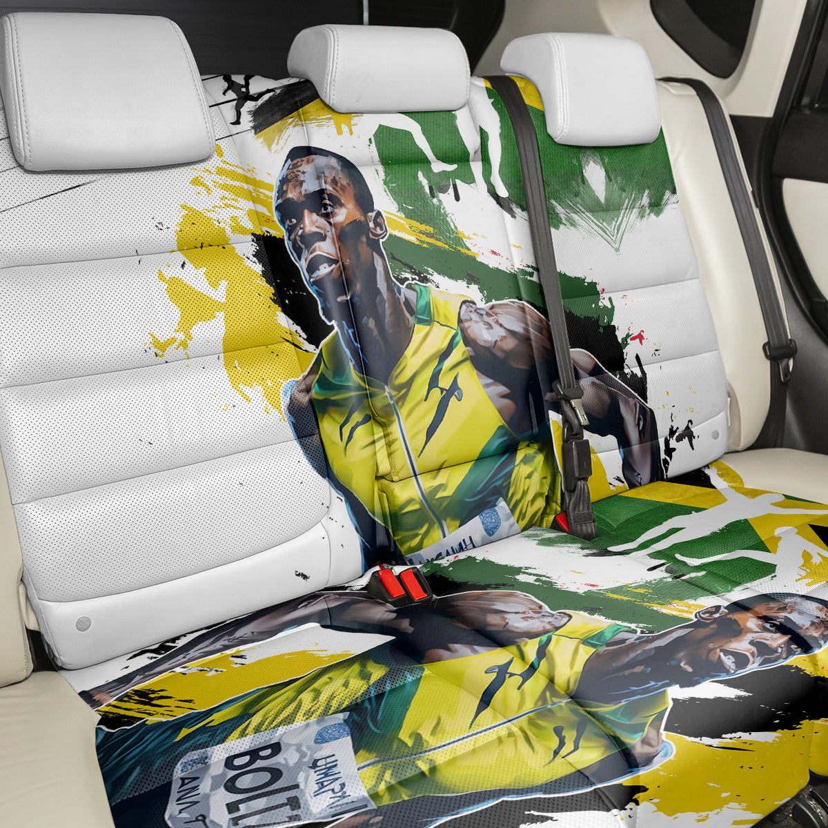 Jamaica Back Car Seat Cover Proud to be Lightning Bolt - Wonder Print Shop