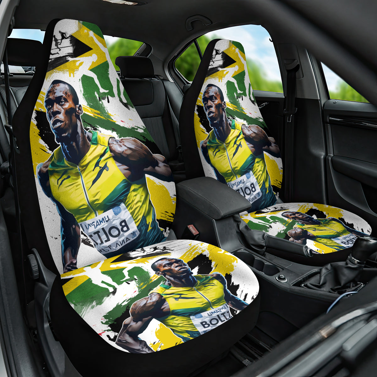 Jamaica Car Seat Cover Proud to be Lightning Bolt - Wonder Print Shop