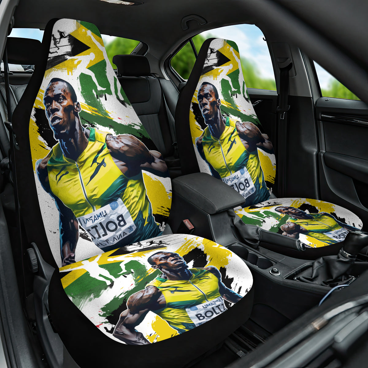 Jamaica Car Seat Cover Proud to be Lightning Bolt