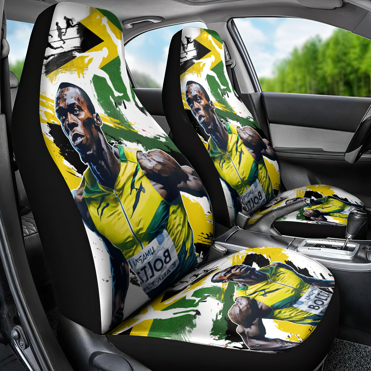 Jamaica Car Seat Cover Proud to be Lightning Bolt - Wonder Print Shop