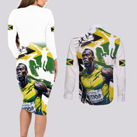 Jamaica Couples Matching Long Sleeve Bodycon Dress and Long Sleeve Button Shirt Proud to be Lightning Bolt - Wonder Print Shop