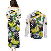Jamaica Couples Matching Puletasi and Long Sleeve Button Shirt Proud to be Lightning Bolt - Wonder Print Shop