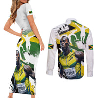 Jamaica Couples Matching Short Sleeve Bodycon Dress and Long Sleeve Button Shirt Proud to be Lightning Bolt - Wonder Print Shop