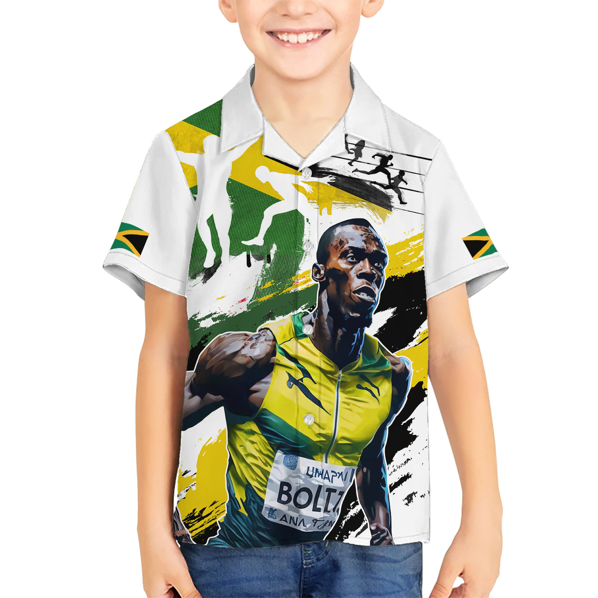 Jamaica Family Matching Short Sleeve Bodycon Dress and Hawaiian Shirt Proud to be Lightning Bolt - Wonder Print Shop