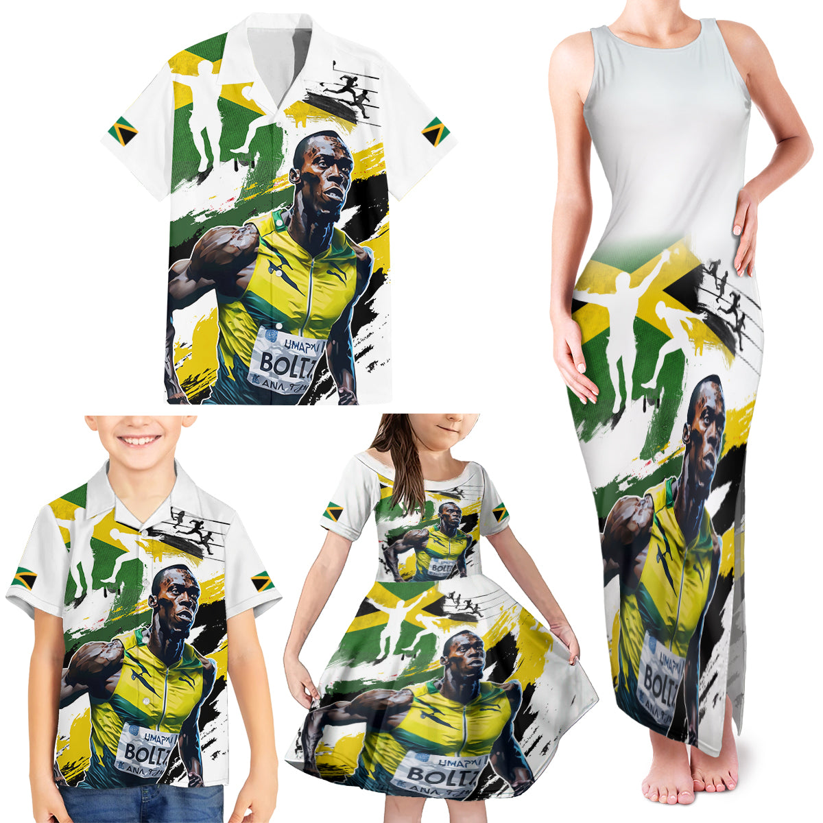 Jamaica Family Matching Tank Maxi Dress and Hawaiian Shirt Proud to be Lightning Bolt - Wonder Print Shop