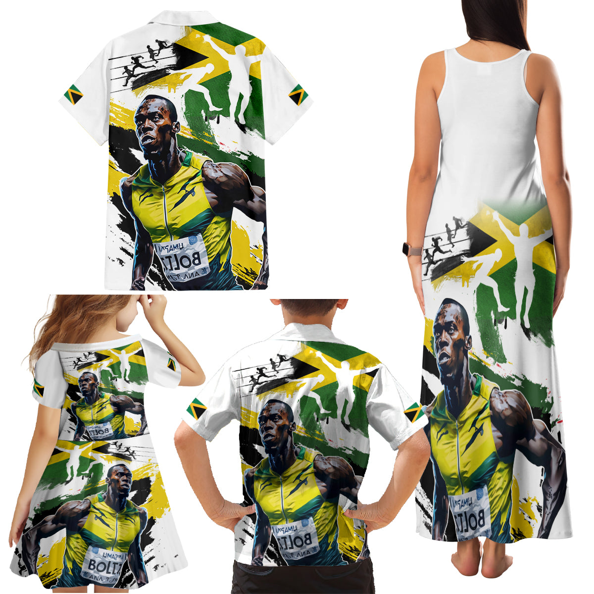 Jamaica Family Matching Tank Maxi Dress and Hawaiian Shirt Proud to be Lightning Bolt - Wonder Print Shop