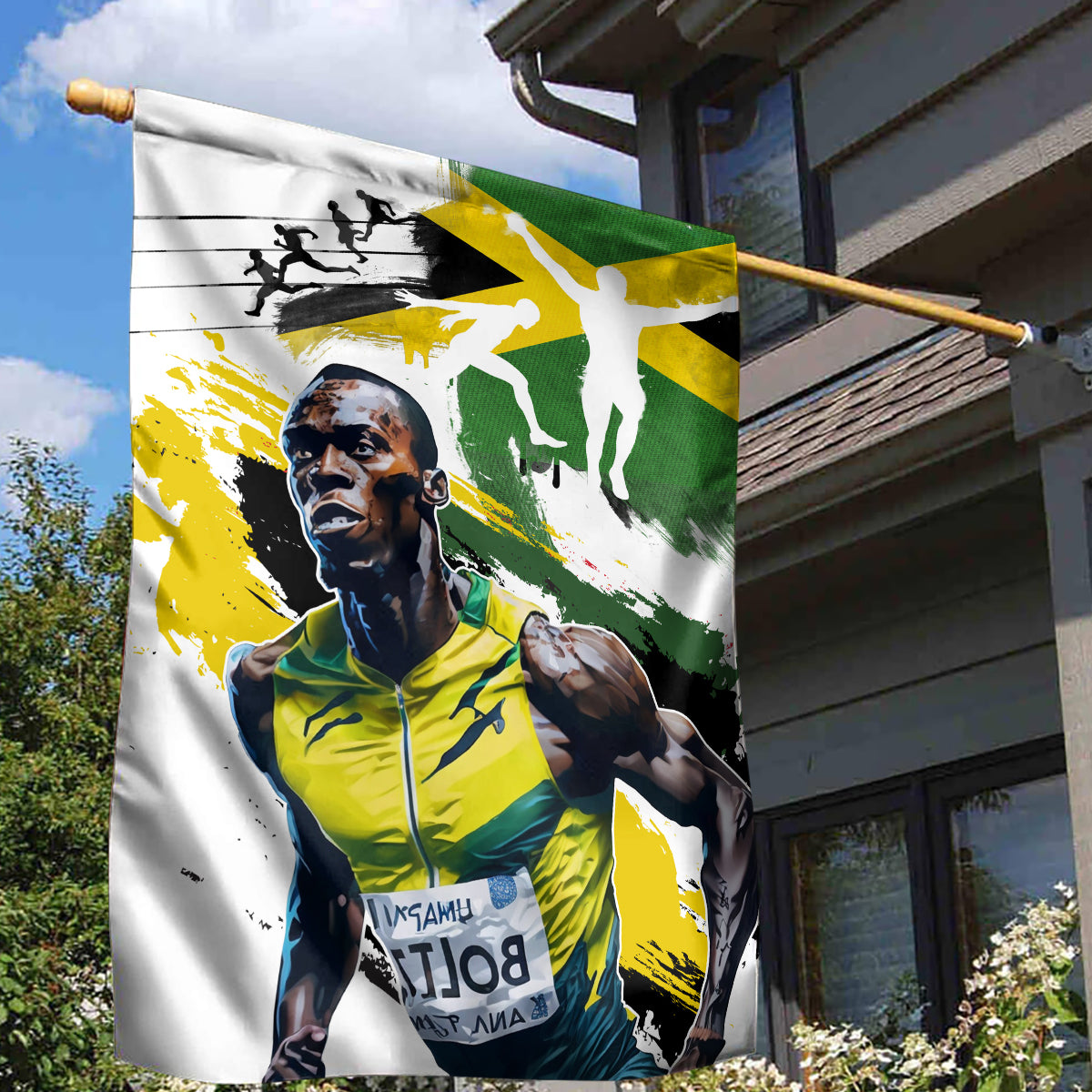 Jamaica Garden Flag Proud to be Lightning Bolt - Wonder Print Shop
