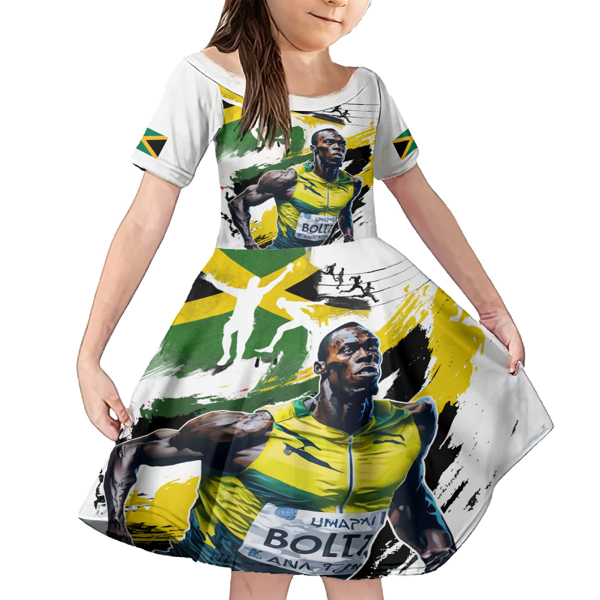 Jamaica Kid Short Sleeve Dress Proud to be Lightning Bolt - Wonder Print Shop