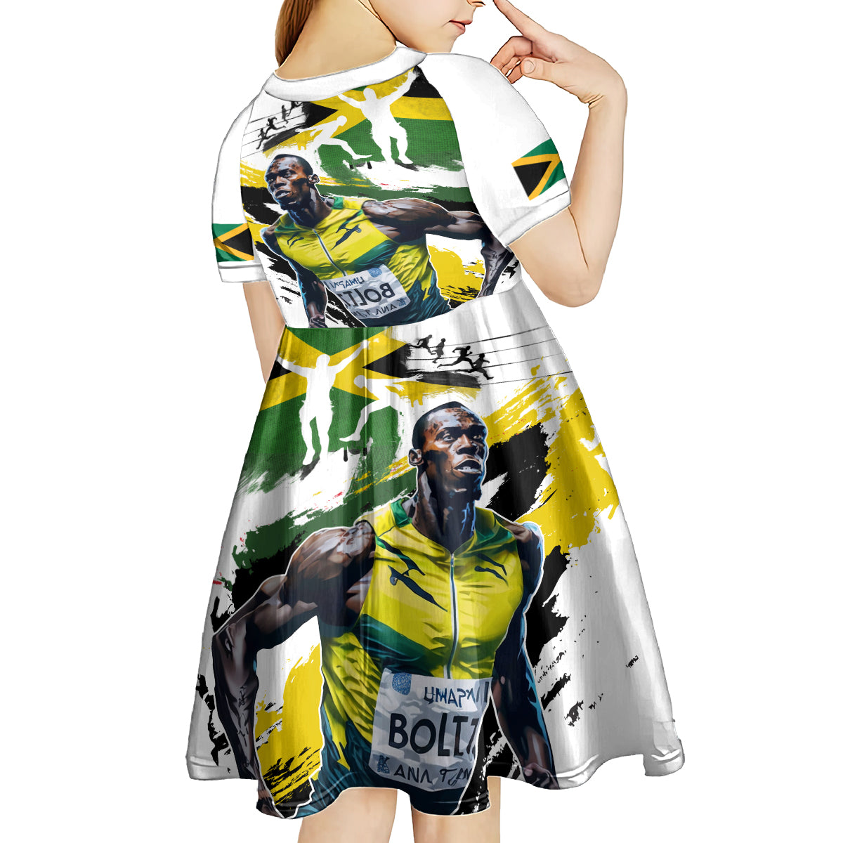 Jamaica Kid Short Sleeve Dress Proud to be Lightning Bolt - Wonder Print Shop