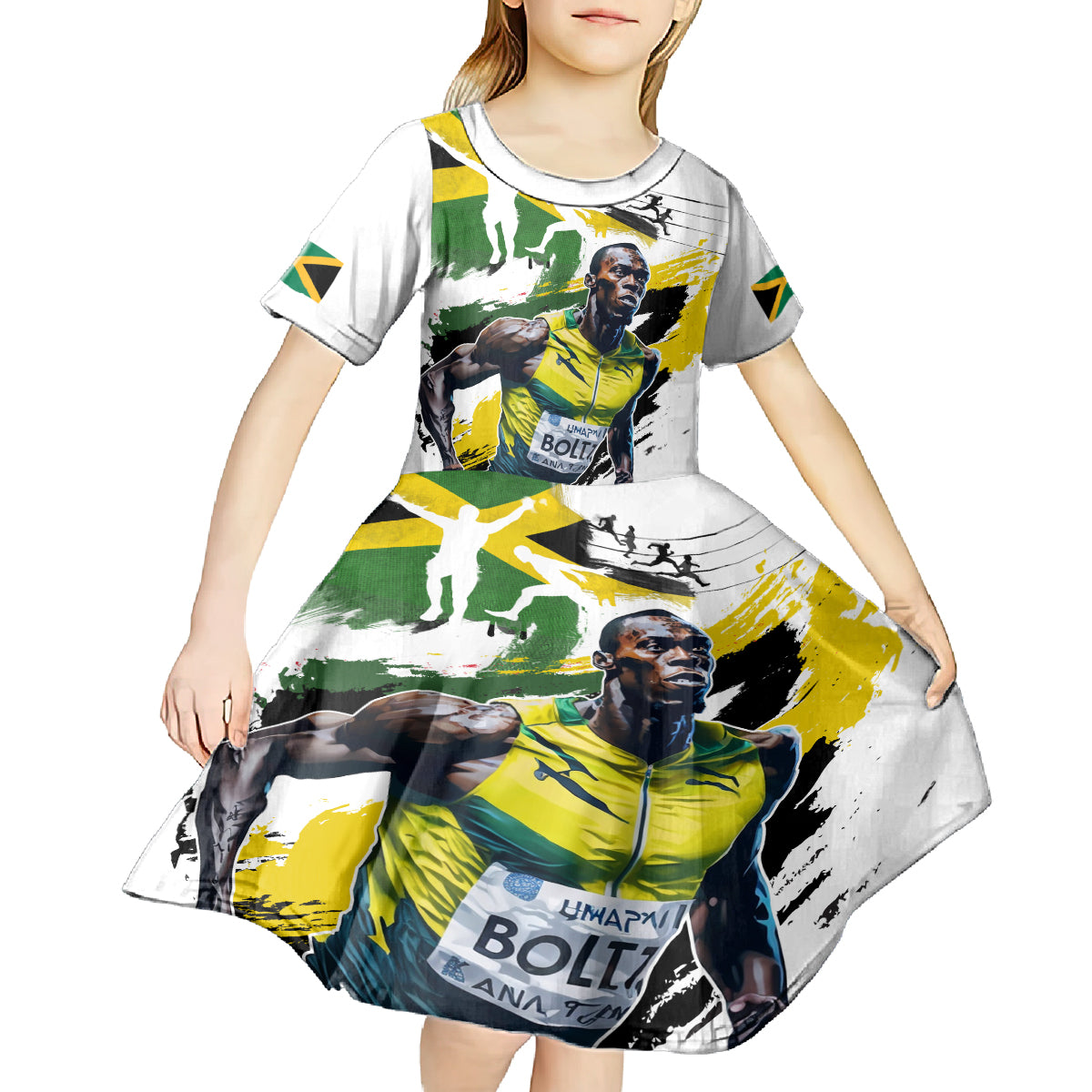 Jamaica Kid Short Sleeve Dress Proud to be Lightning Bolt - Wonder Print Shop