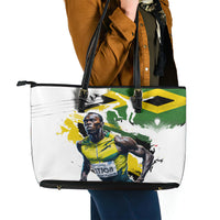 Jamaica Leather Tote Bag Proud to be Lightning Bolt - Wonder Print Shop