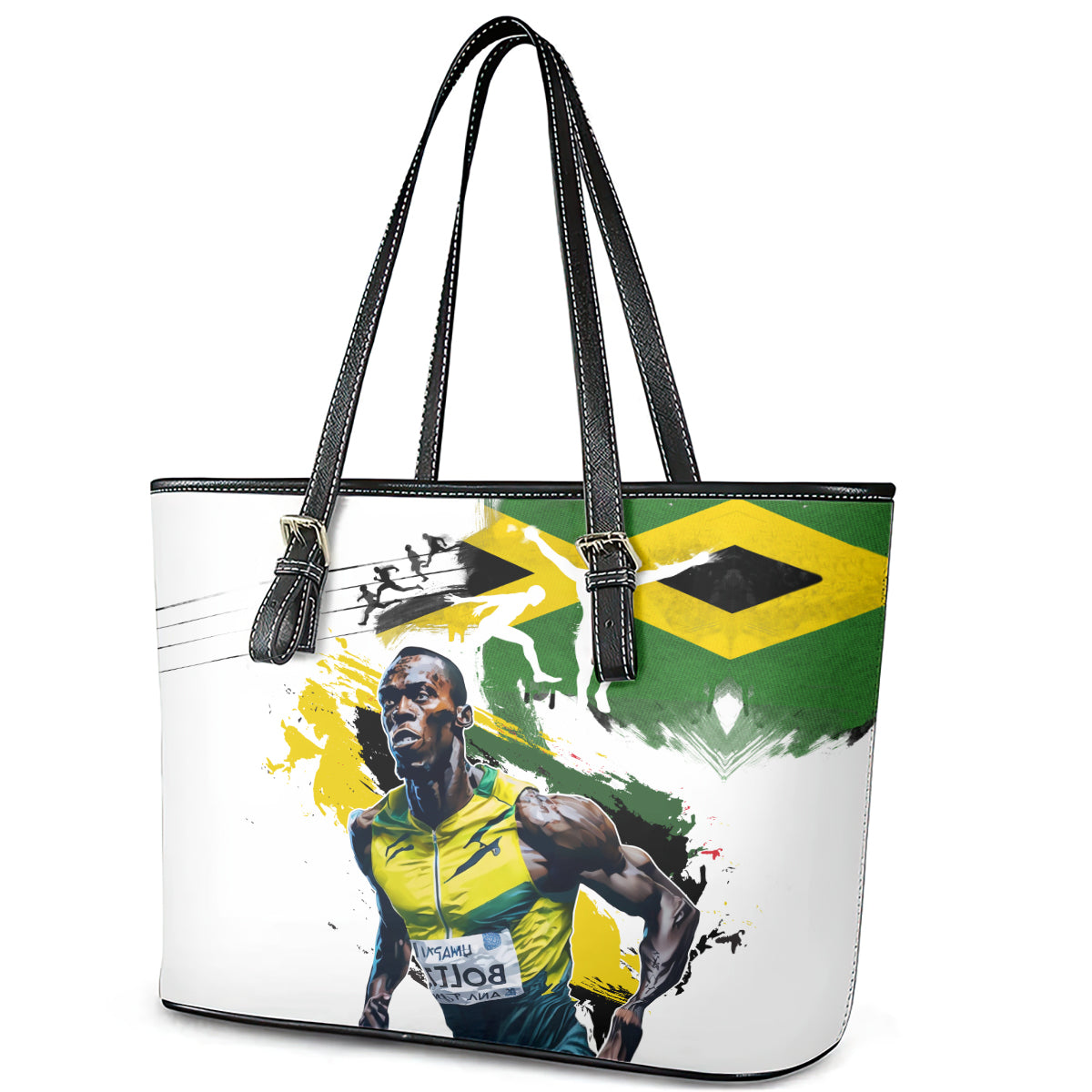 Jamaica Leather Tote Bag Proud to be Lightning Bolt - Wonder Print Shop