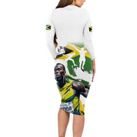 Jamaica Long Sleeve Bodycon Dress Proud to be Lightning Bolt - Wonder Print Shop