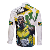 Jamaica Long Sleeve Button Shirt Proud to be Lightning Bolt - Wonder Print Shop