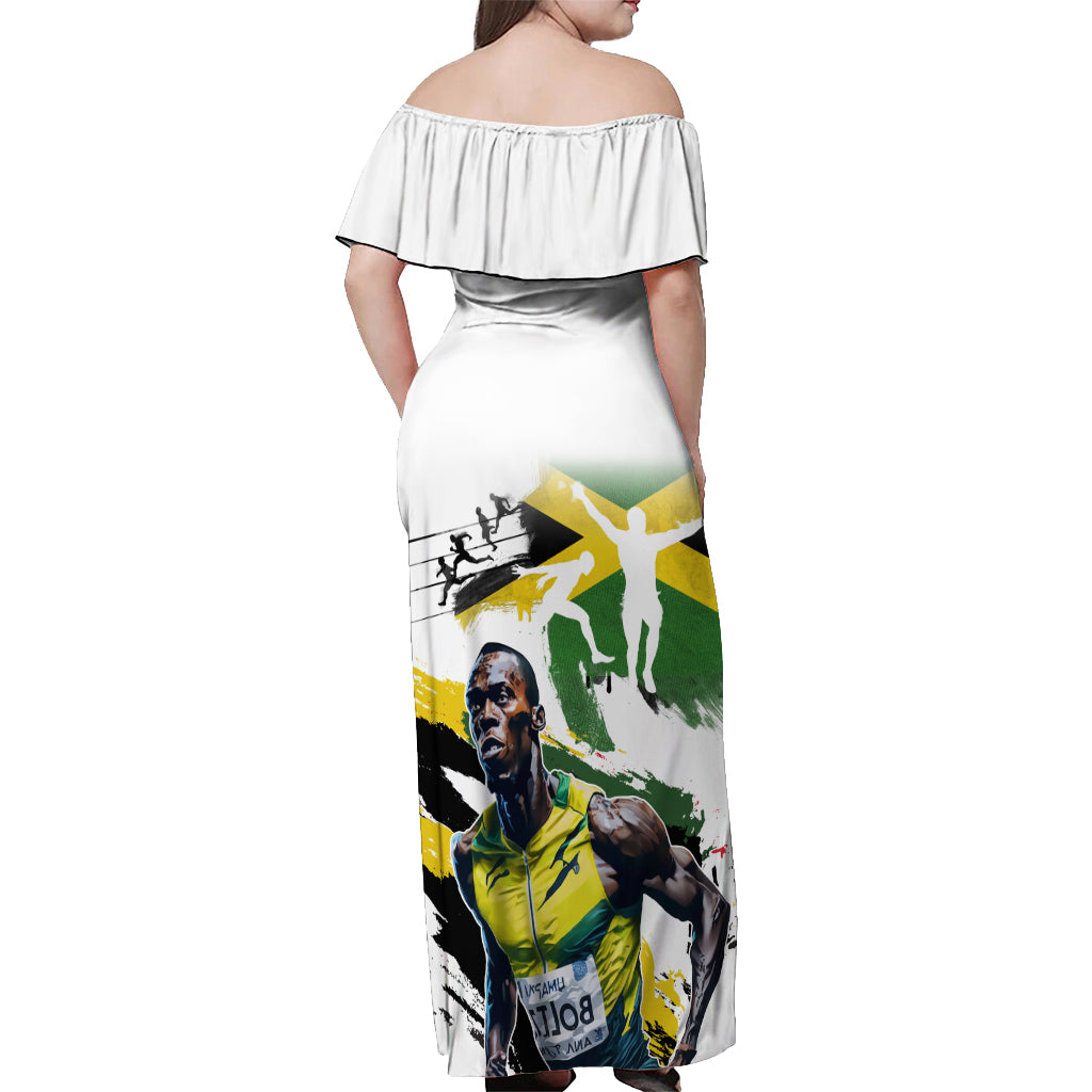 Jamaica Off Shoulder Maxi Dress Proud to be Lightning Bolt - Wonder Print Shop