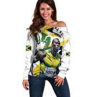 Jamaica Off Shoulder Sweater Proud to be Lightning Bolt - Wonder Print Shop