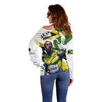 Jamaica Off Shoulder Sweater Proud to be Lightning Bolt - Wonder Print Shop