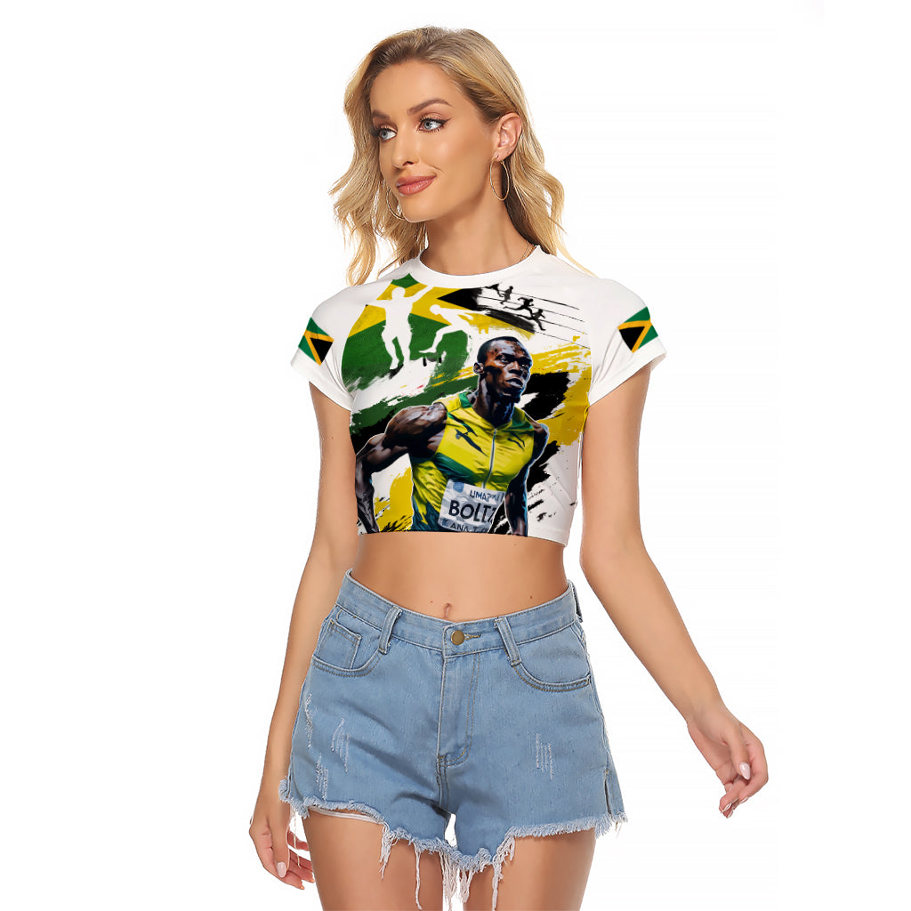 Jamaica Raglan Cropped T Shirt Proud to be Lightning Bolt - Wonder Print Shop