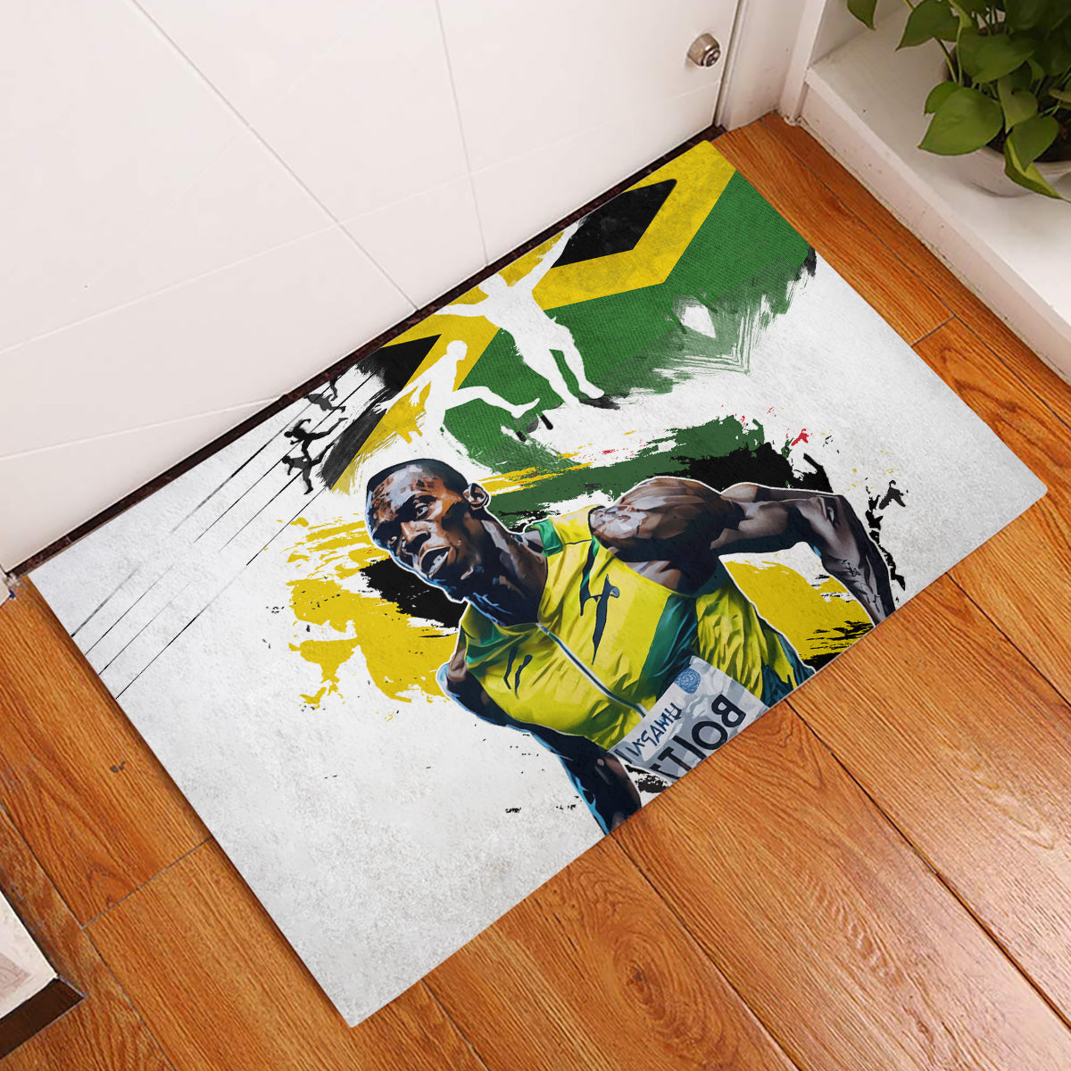 Jamaica Rubber Doormat Proud to be Lightning Bolt - Wonder Print Shop