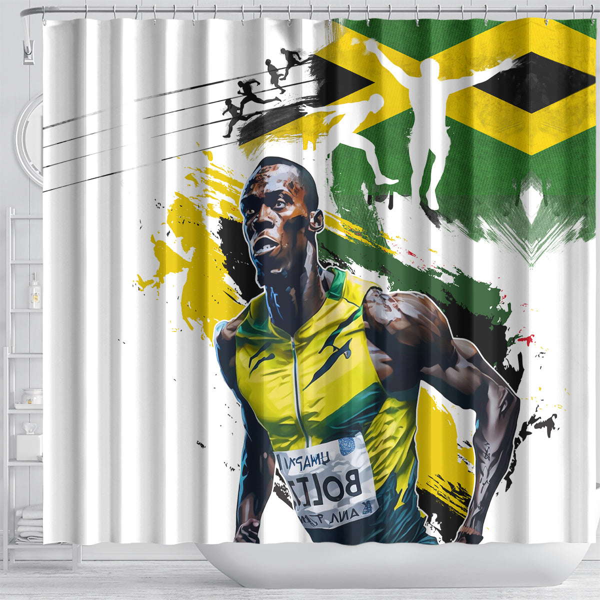 Jamaica Shower Curtain Proud to be Lightning Bolt