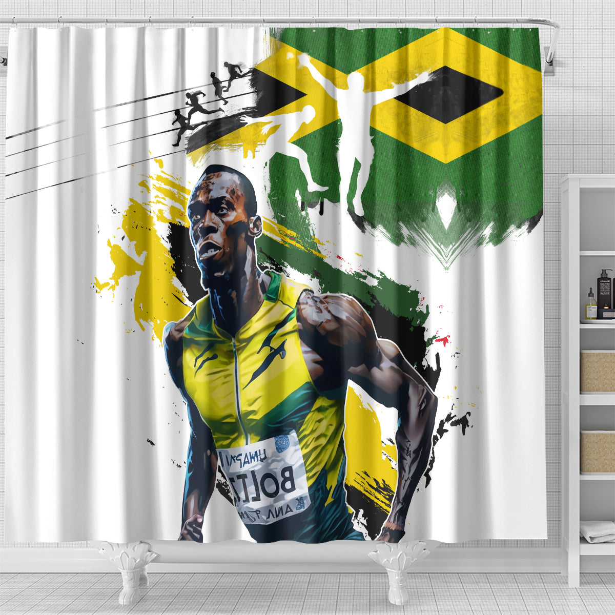 Jamaica Shower Curtain Proud to be Lightning Bolt
