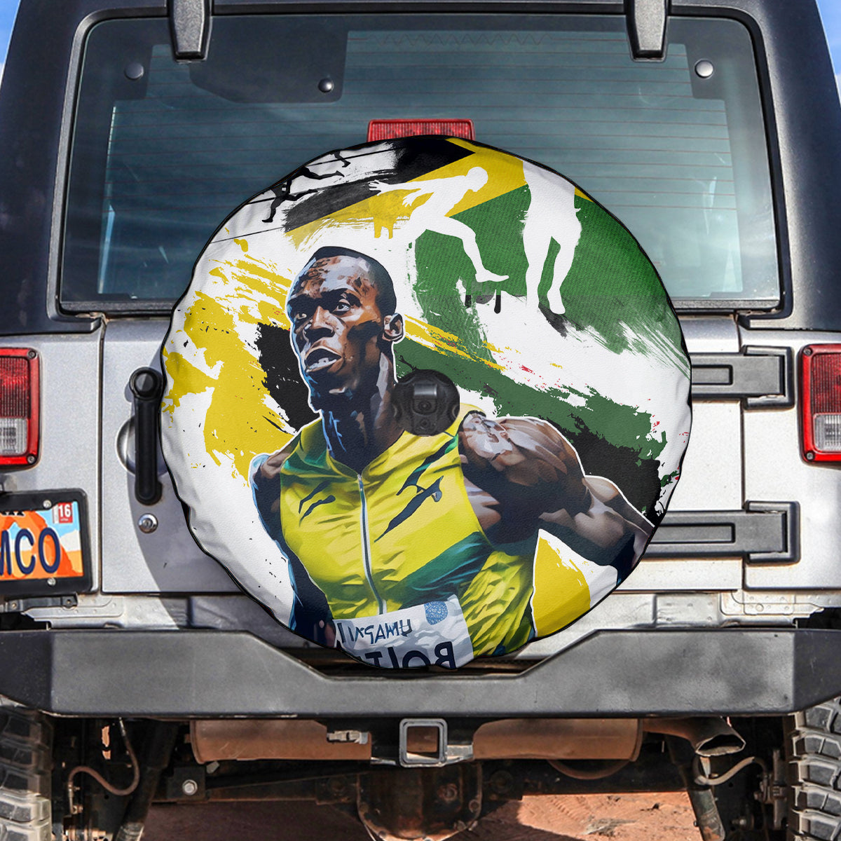 Jamaica Spare Tire Cover Proud to be Lightning Bolt - Wonder Print Shop
