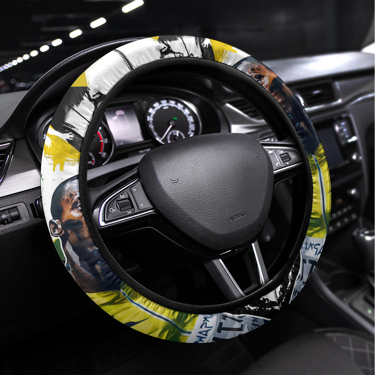 Jamaica Steering Wheel Cover Proud to be Lightning Bolt - Wonder Print Shop