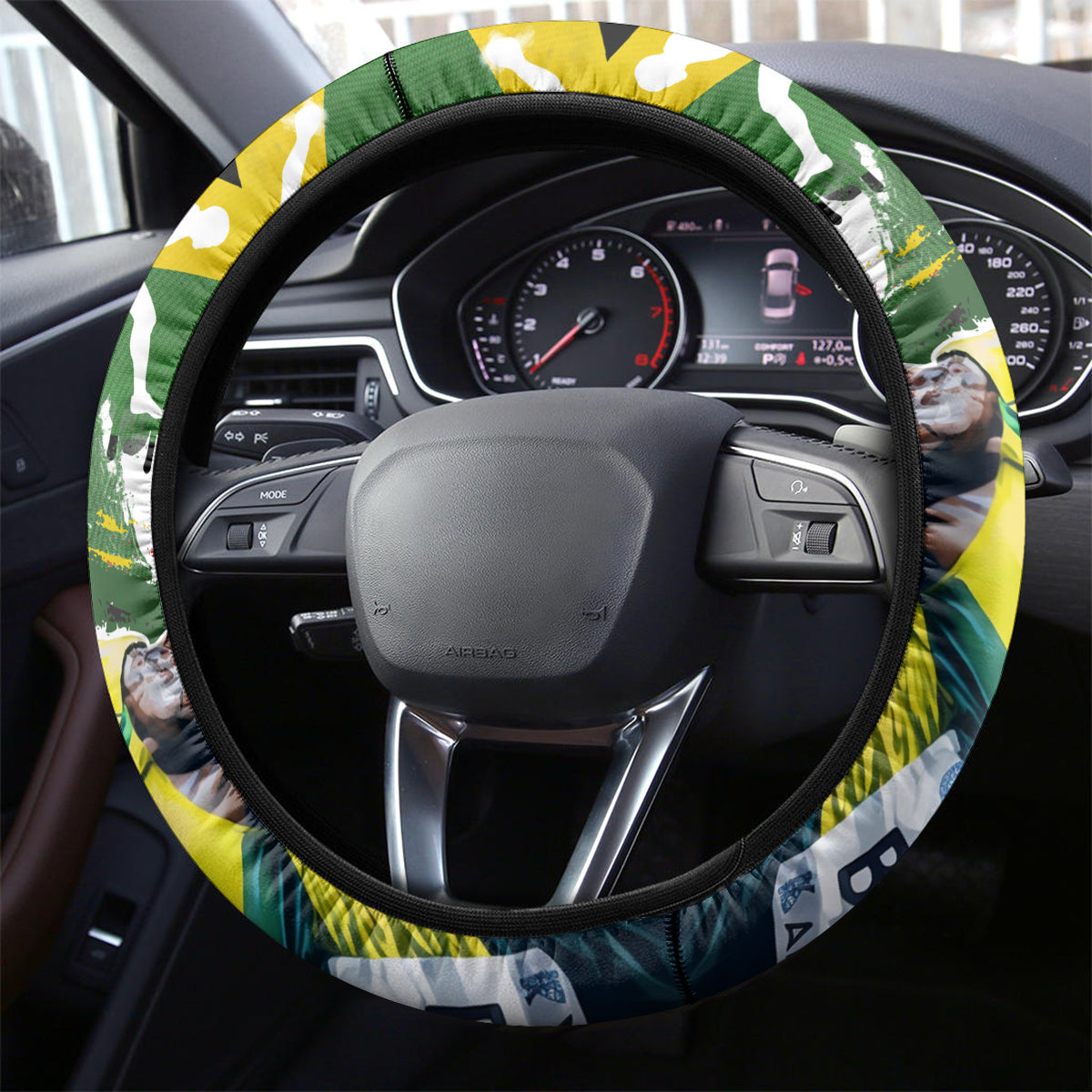 Jamaica Steering Wheel Cover Proud to be Lightning Bolt - Wonder Print Shop