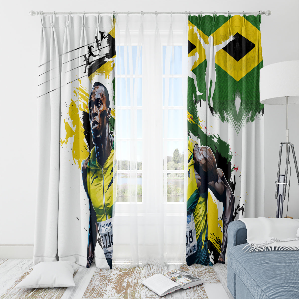 Jamaica Window Curtain Proud to be Lightning Bolt - Wonder Print Shop