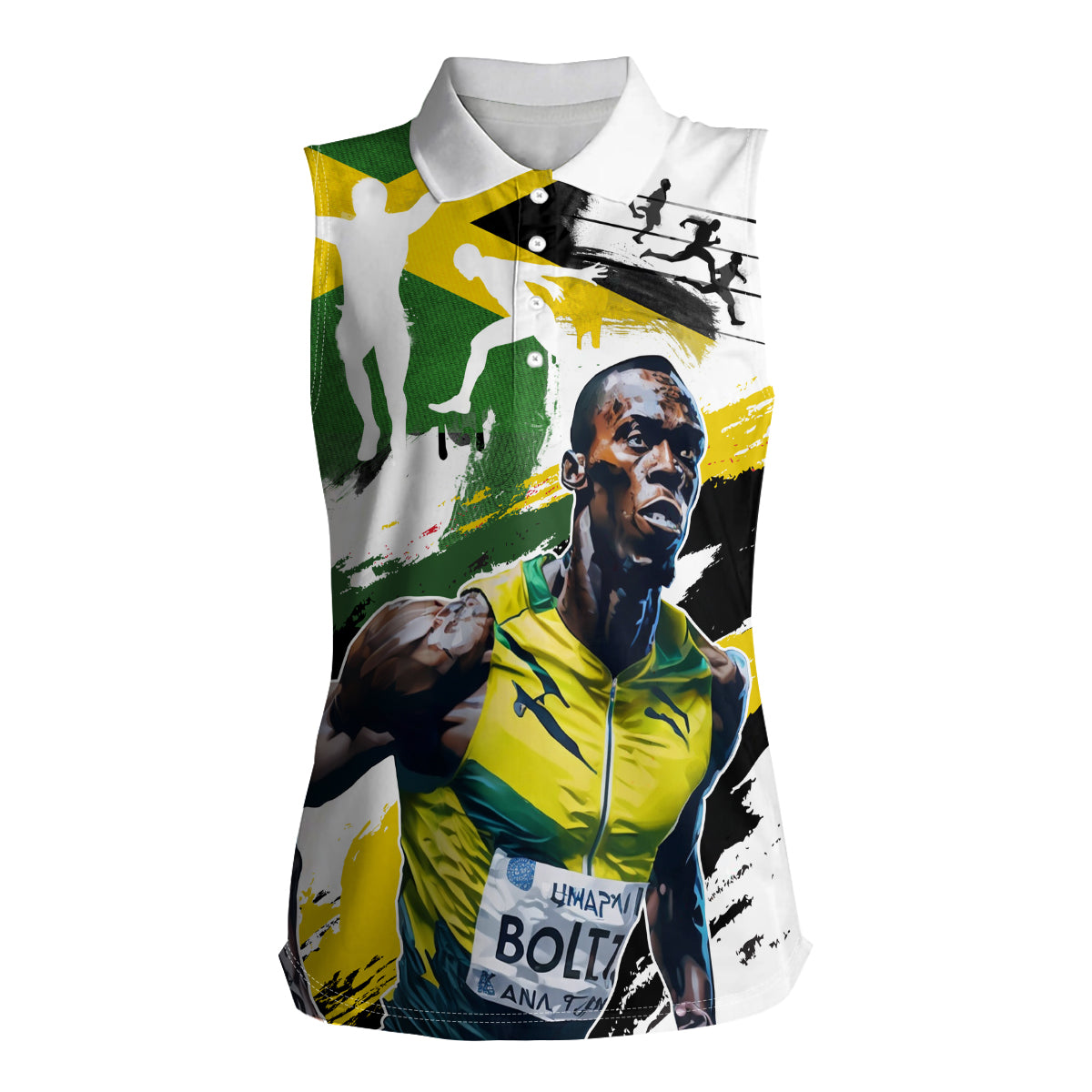 Jamaica Women Sleeveless Polo Shirt Proud to be Lightning Bolt - Wonder Print Shop