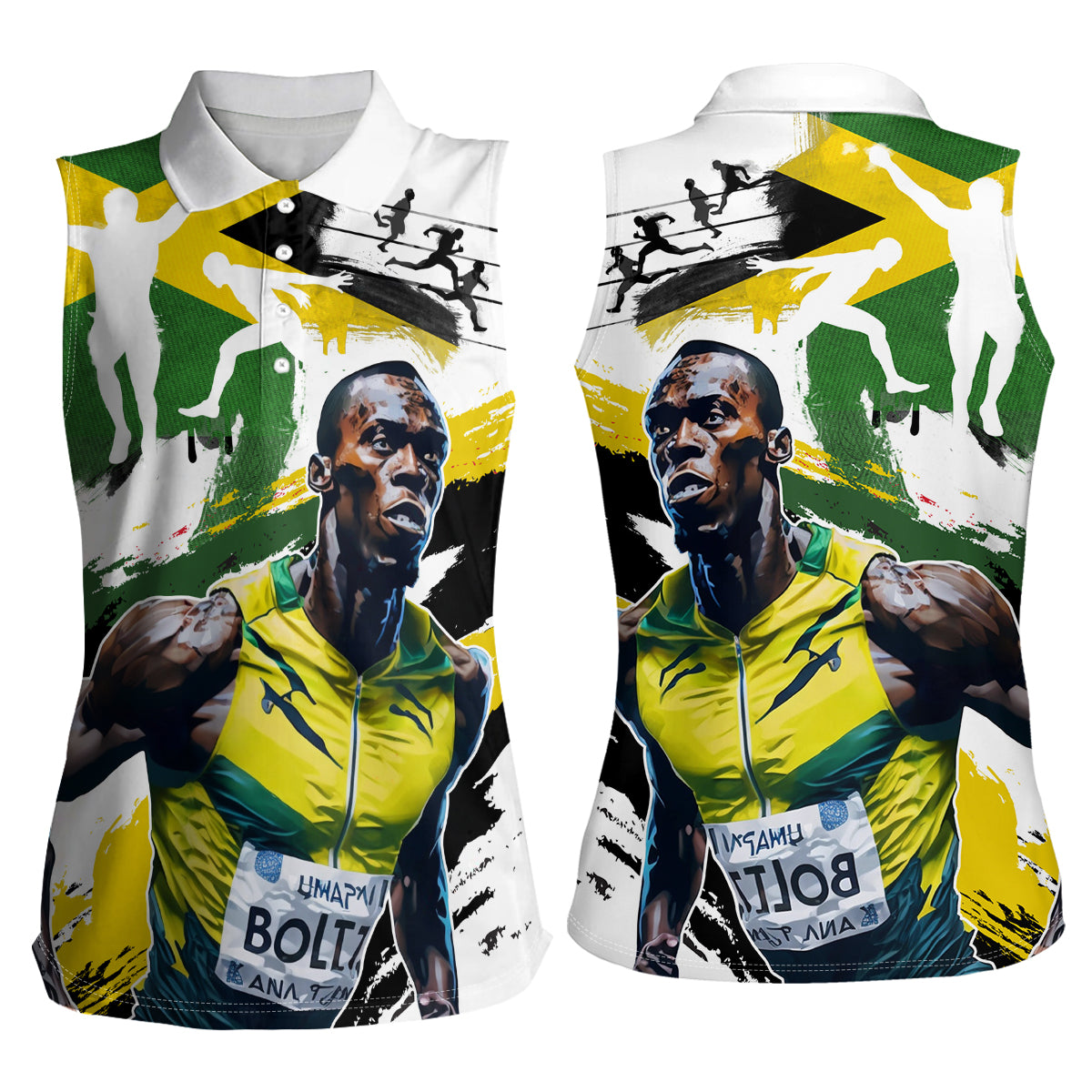 Jamaica Women Sleeveless Polo Shirt Proud to be Lightning Bolt - Wonder Print Shop