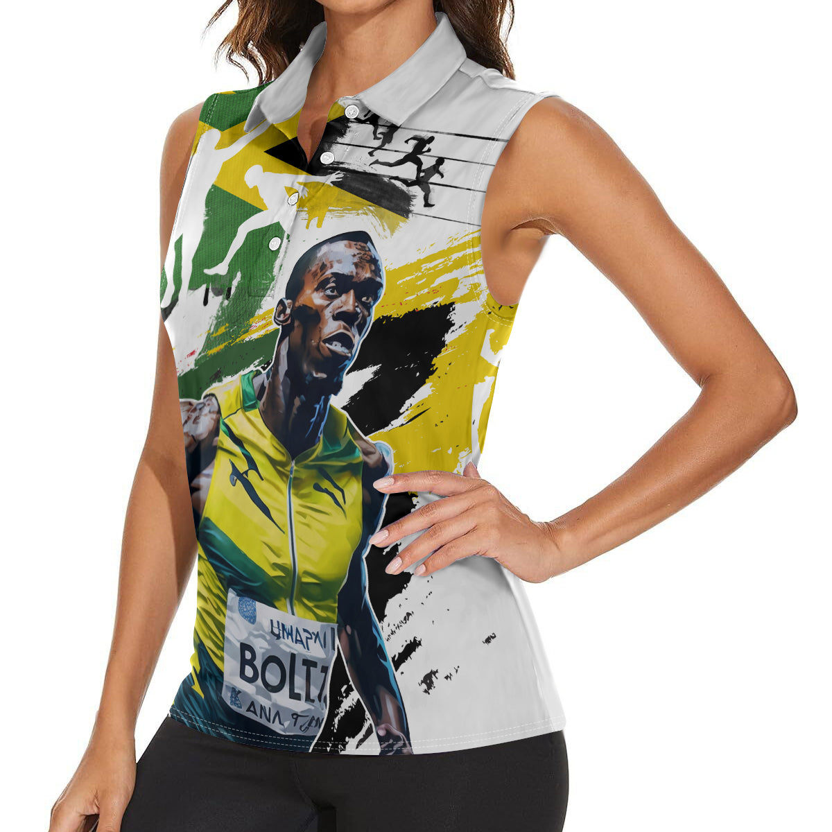 Jamaica Women Sleeveless Polo Shirt Proud to be Lightning Bolt - Wonder Print Shop