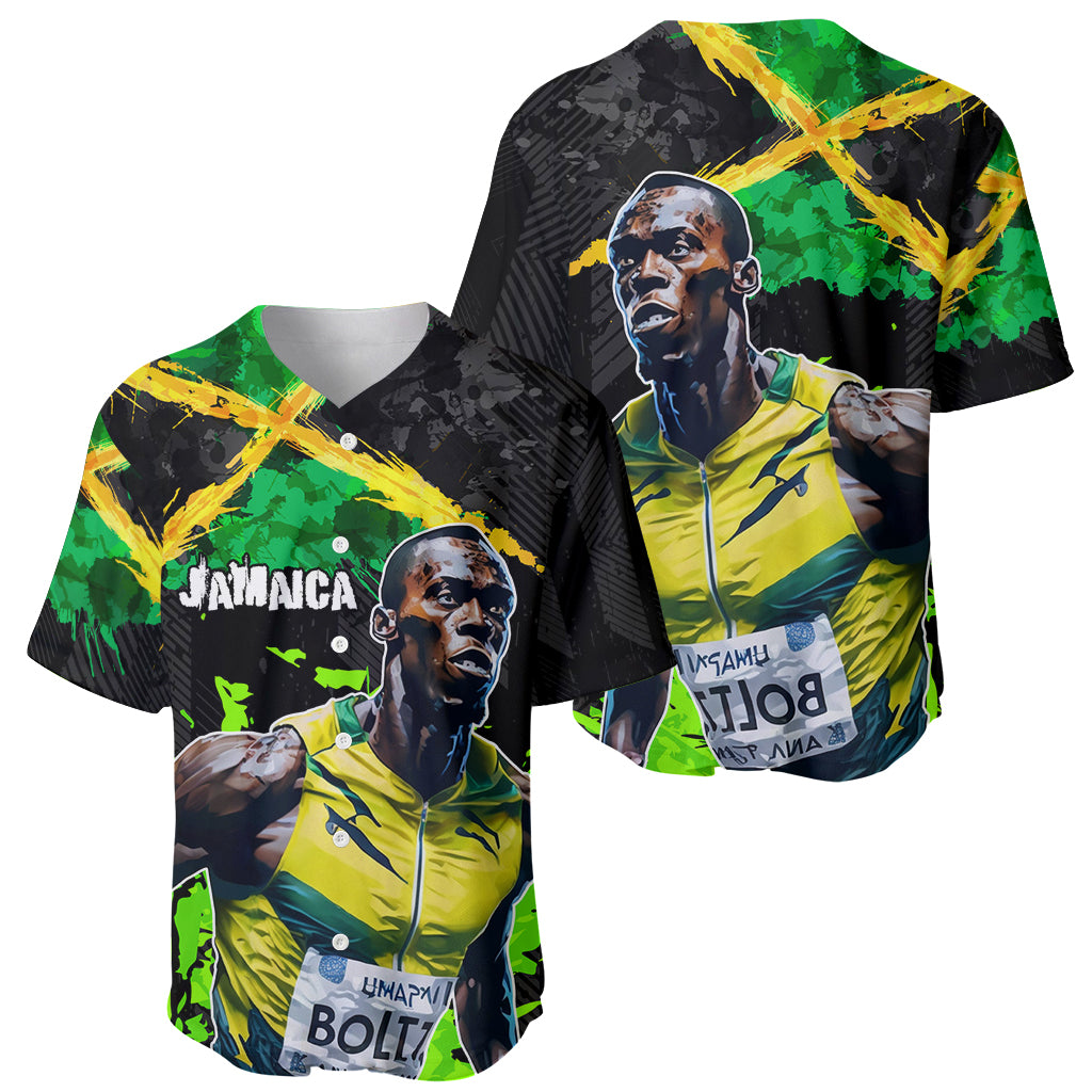 Jamaica Lightning Bolt Baseball Jersey Proud of Jumieka Splash Style Black Color - Wonder Print Shop