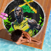 Jamaica Lightning Bolt Beach Blanket Proud of Jumieka Splash Style Black Color - Wonder Print Shop