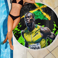 Jamaica Lightning Bolt Beach Blanket Proud of Jumieka Splash Style Black Color - Wonder Print Shop