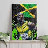 Jamaica Lightning Bolt Canvas Wall Art Proud of Jumieka Splash Style Black Color - Wonder Print Shop