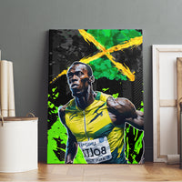 Jamaica Lightning Bolt Canvas Wall Art Proud of Jumieka Splash Style Black Color - Wonder Print Shop