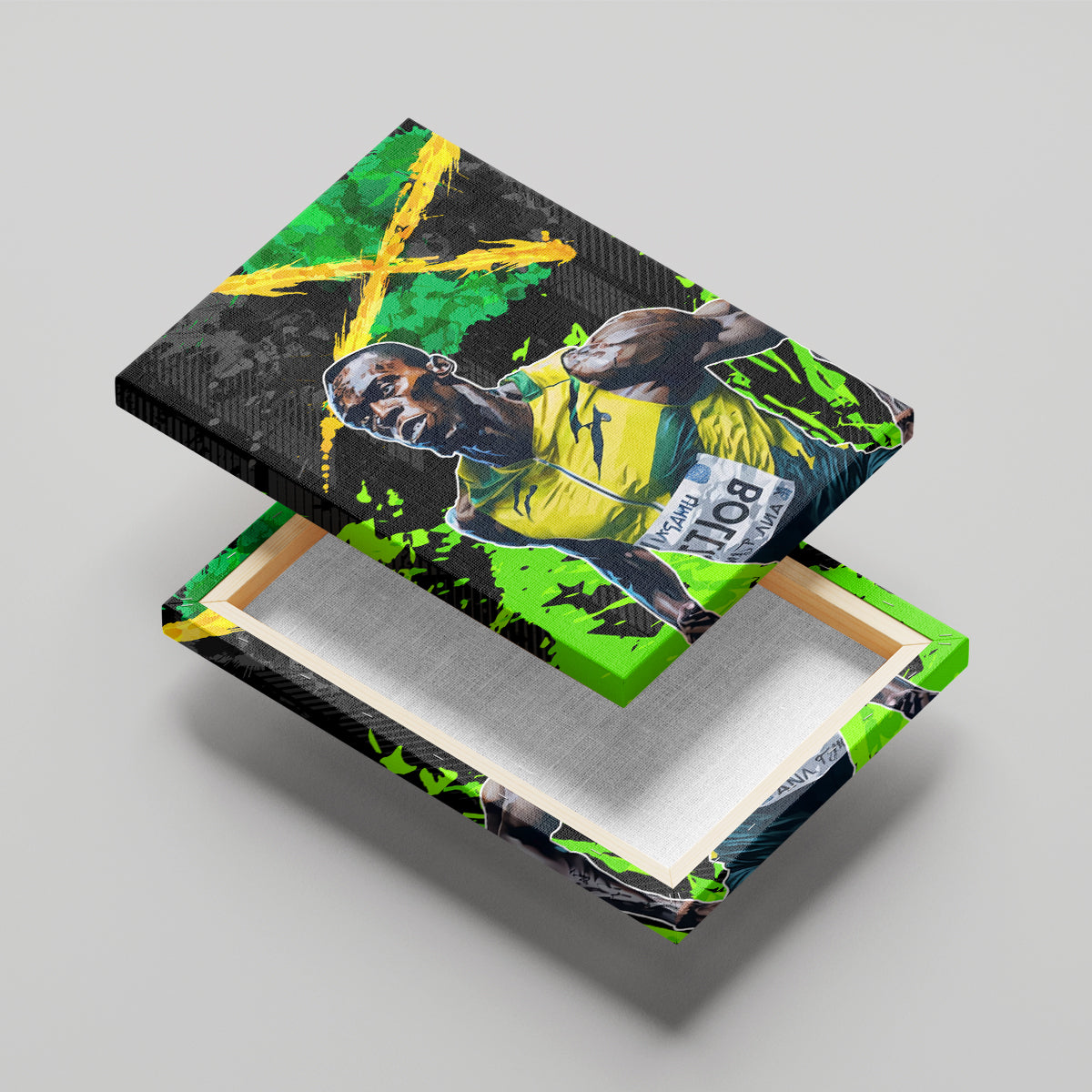 Jamaica Lightning Bolt Canvas Wall Art Proud of Jumieka Splash Style Black Color - Wonder Print Shop