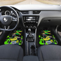 Jamaica Lightning Bolt Car Mats Proud of Jumieka Splash Style Black Color - Wonder Print Shop