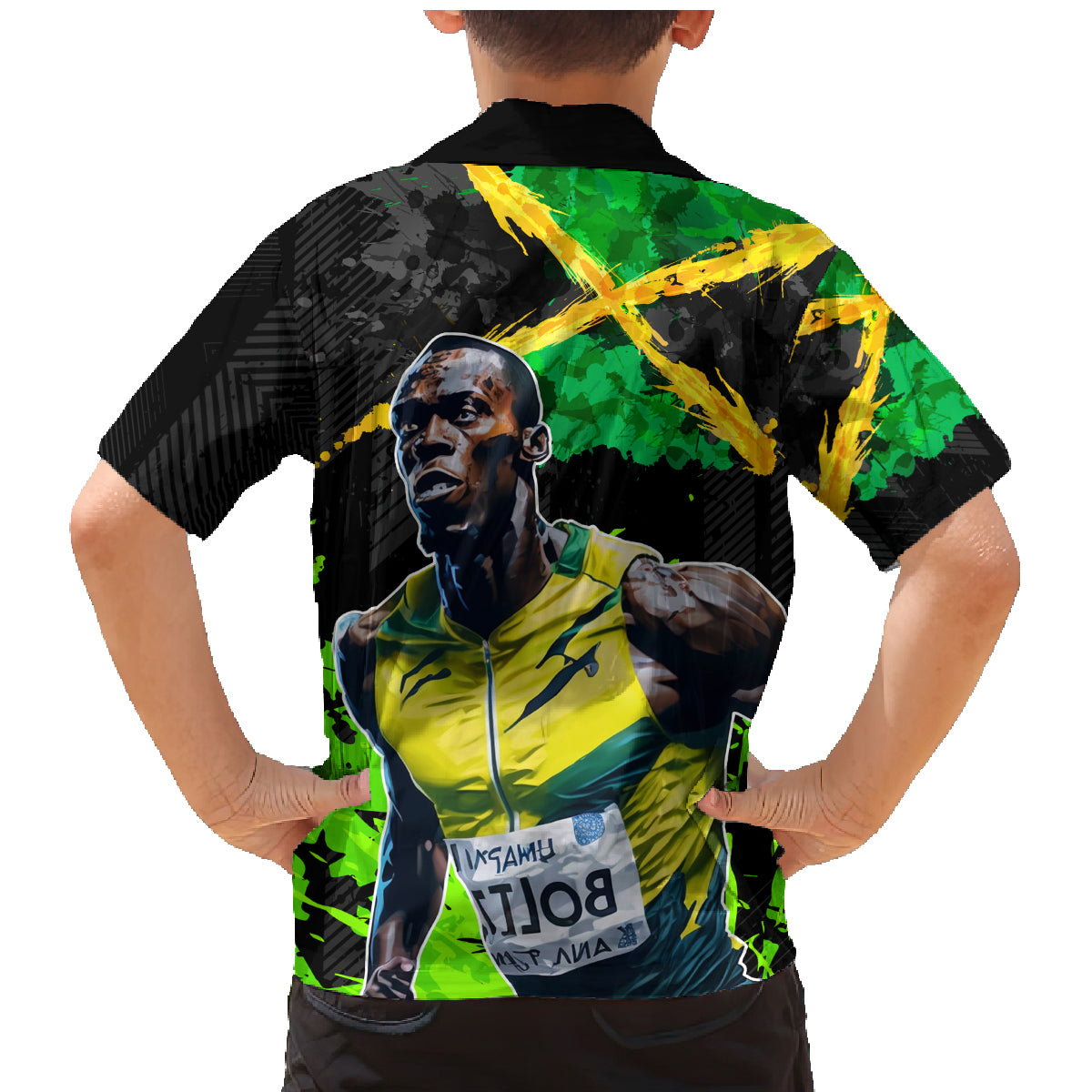 Jamaica Lightning Bolt Family Matching Mermaid Dress and Hawaiian Shirt Proud of Jumieka Splash Style Black Color - Wonder Print Shop