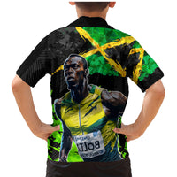 Jamaica Lightning Bolt Family Matching Mermaid Dress and Hawaiian Shirt Proud of Jumieka Splash Style Black Color - Wonder Print Shop