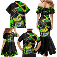 Jamaica Lightning Bolt Family Matching Mermaid Dress and Hawaiian Shirt Proud of Jumieka Splash Style Black Color - Wonder Print Shop