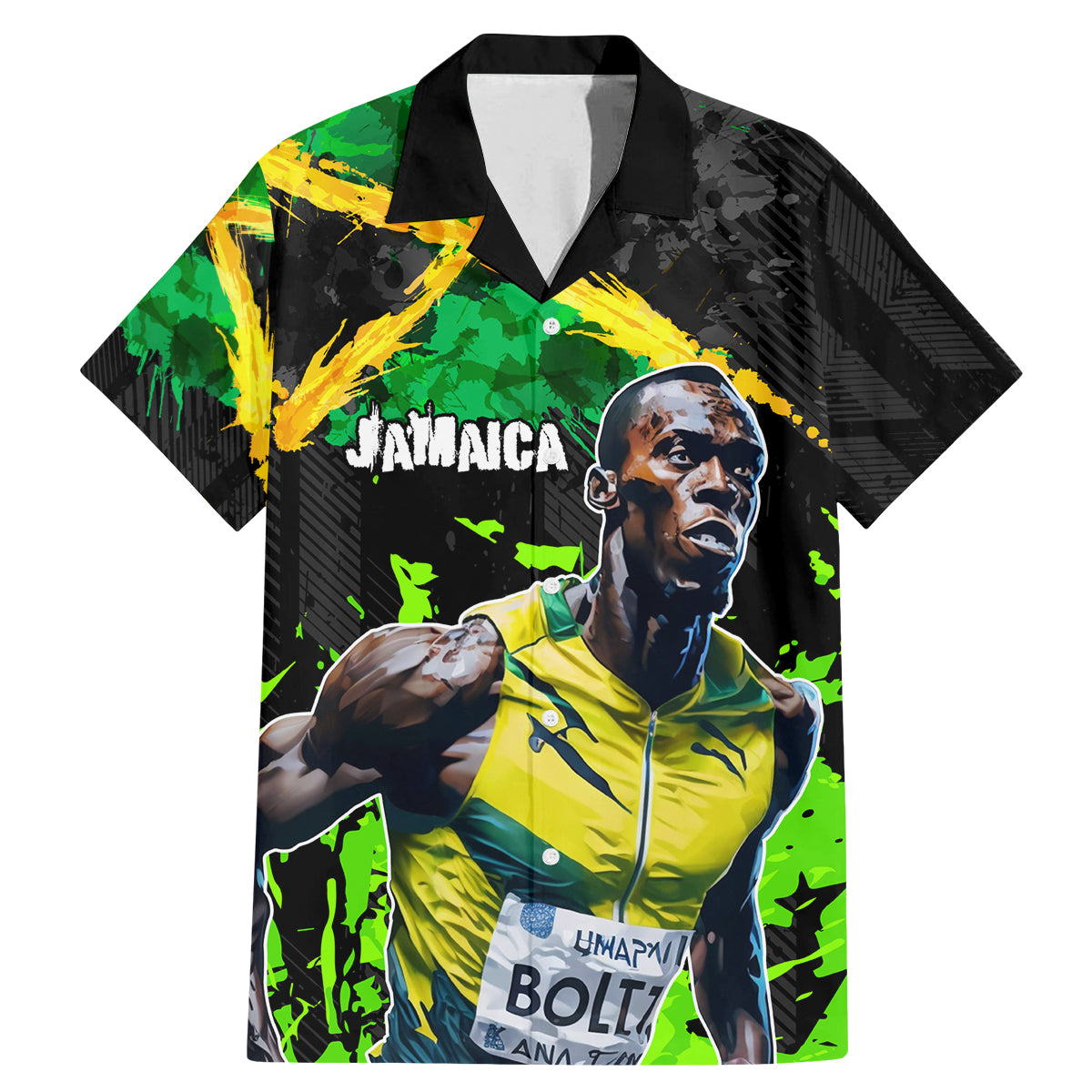 Jamaica Lightning Bolt Family Matching Mermaid Dress and Hawaiian Shirt Proud of Jumieka Splash Style Black Color - Wonder Print Shop