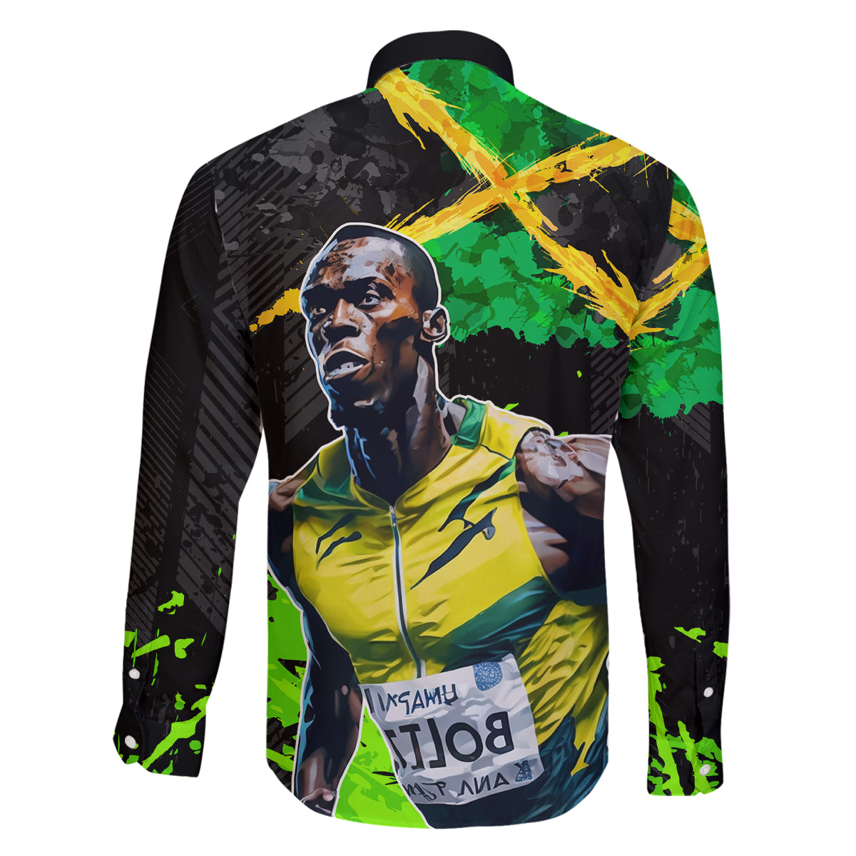 Jamaica Lightning Bolt Family Matching Off The Shoulder Long Sleeve Dress and Hawaiian Shirt Proud of Jumieka Splash Style Black Color - Wonder Print Shop